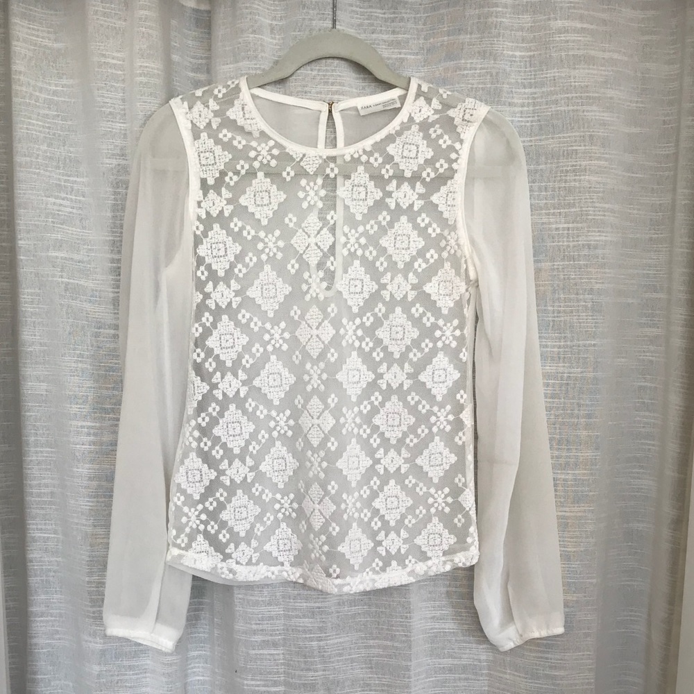White Lace Sheer Top